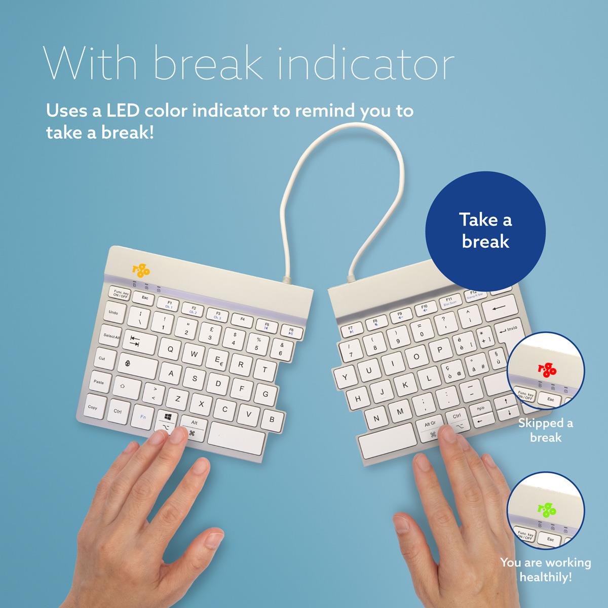 Split Break Ergonomic - Keyboard - Wireless - White - Qwerty It