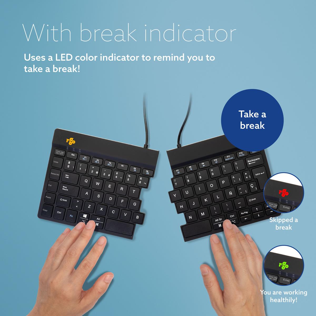 Split Break Ergonomic - Keyboard - Wireless - Black - Qwerty Es