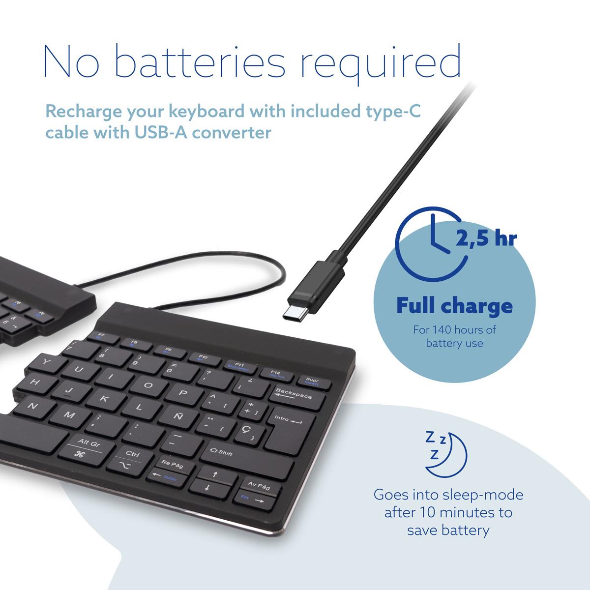 Split Break Ergonomic - Keyboard - Wireless - Black - Qwerty Es