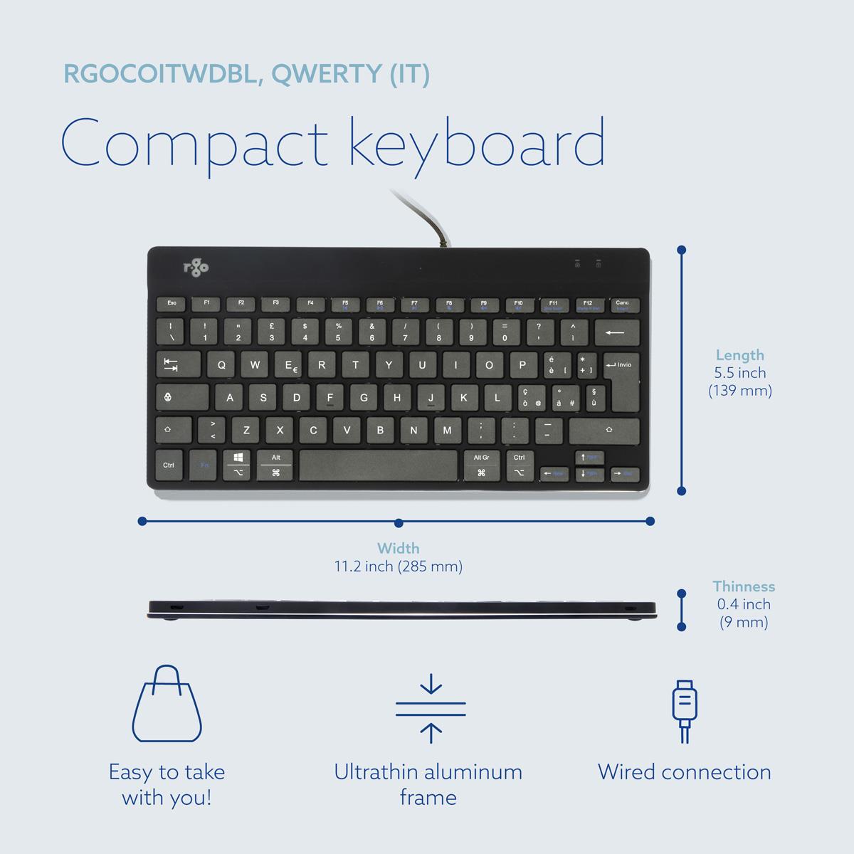 Compact Break Ergonomic - Keyboard - Wired - Black - Qwerty Italian