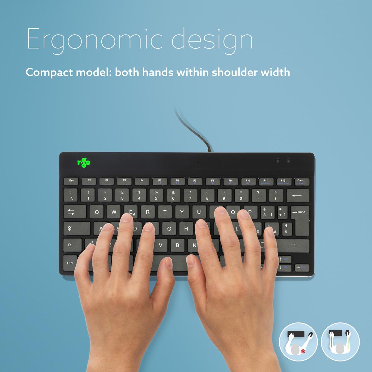 Compact Break Ergonomic - Keyboard - Wired - Black - Qwerty Italian