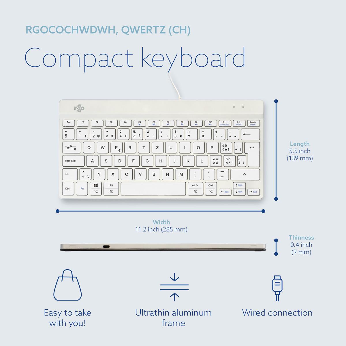 Ergonomic Kb Comp Qwertz(ch) Wired White
