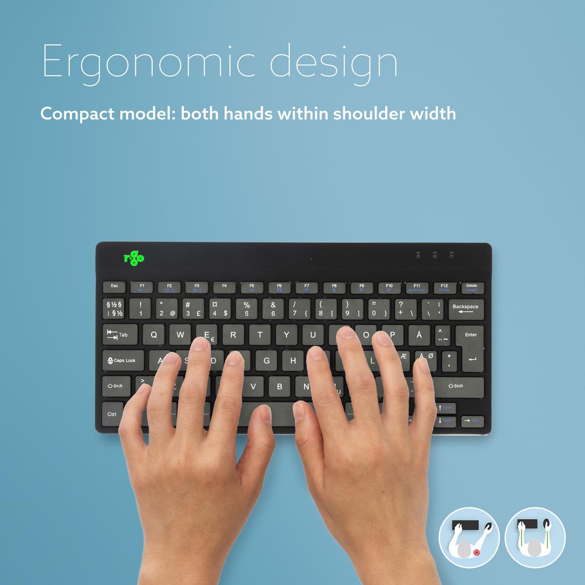 Compact Break Ergonomic - Keyboard - Wireless - Black - Qwerty Nordic