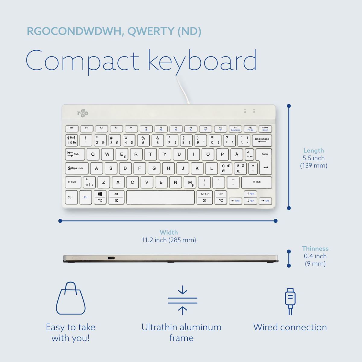Compact Break Ergonomic - Keyboard - Wired - White - Qwerty Nordic