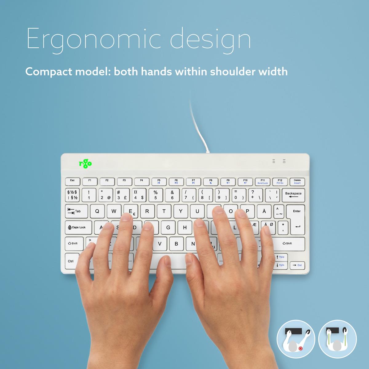 Compact Break Ergonomic - Keyboard - Wired - White - Qwerty Nordic