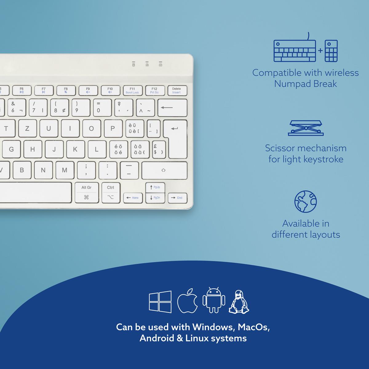 Ergonomic Kb Comp Qwertz(ch) wireless White