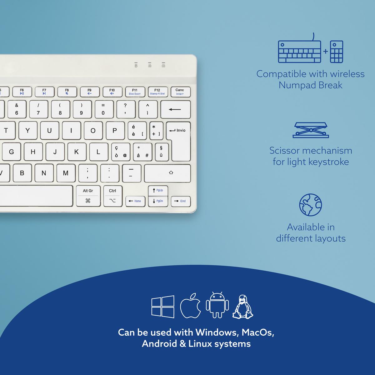 Ergonomic Kb Comp Qwerty(it) wireless White