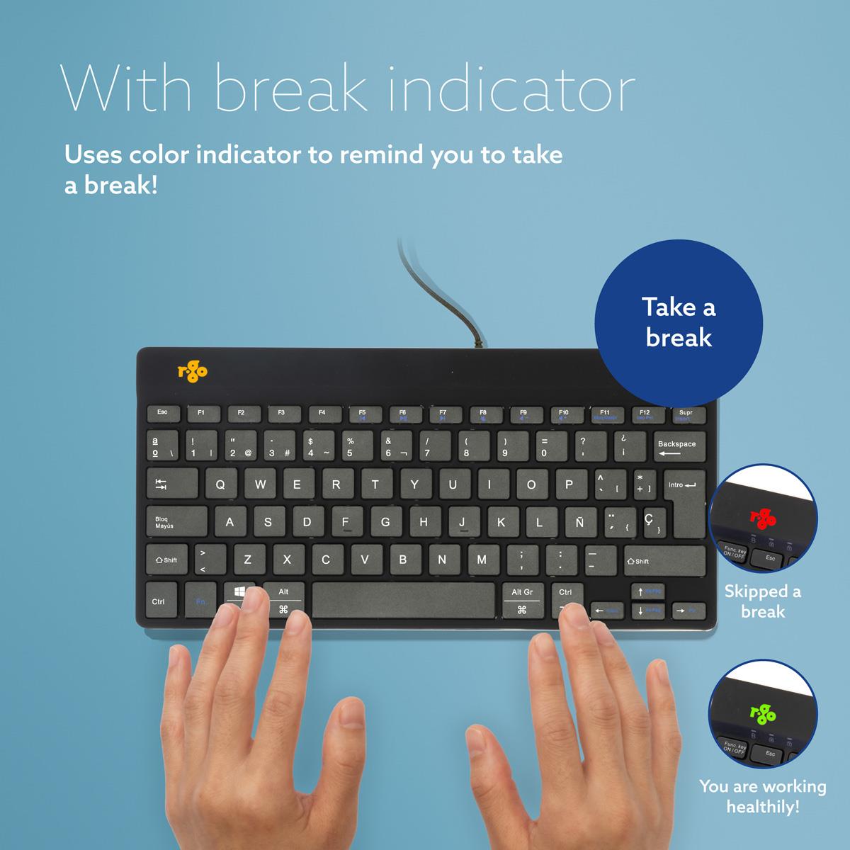 Compact Break Ergonomic - Keyboard - Wired - Black - Qwerty Spanish