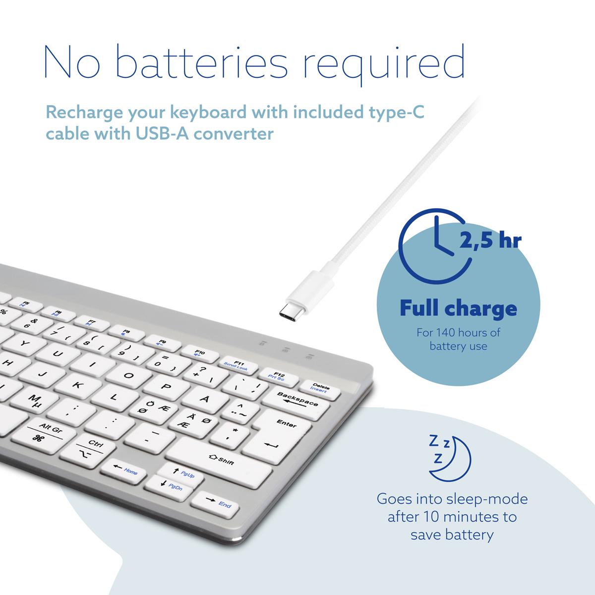 Compact Break Ergonomic - Keyboard - Wireless - White - Qwerty Nordic