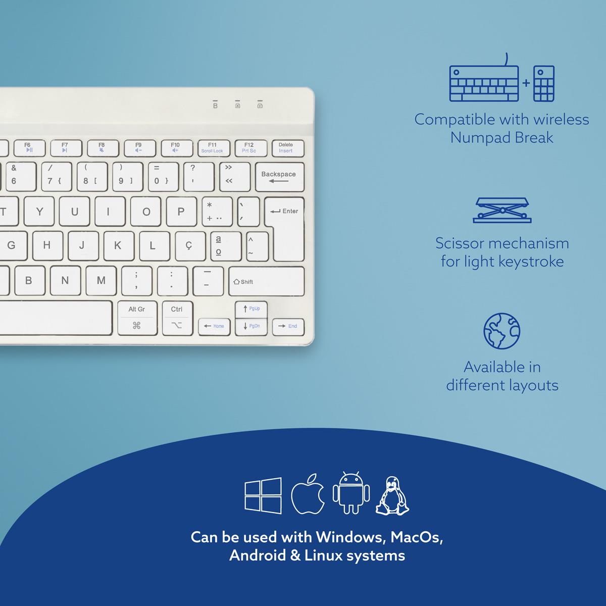 Ergonomic Kb Comp Qwerty(pt) wireless White