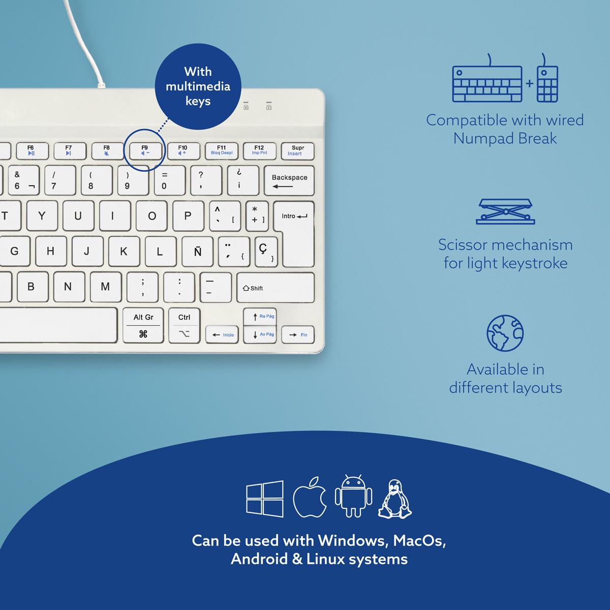 Ergonomic Kb Comp Qwerty(es) Wired White