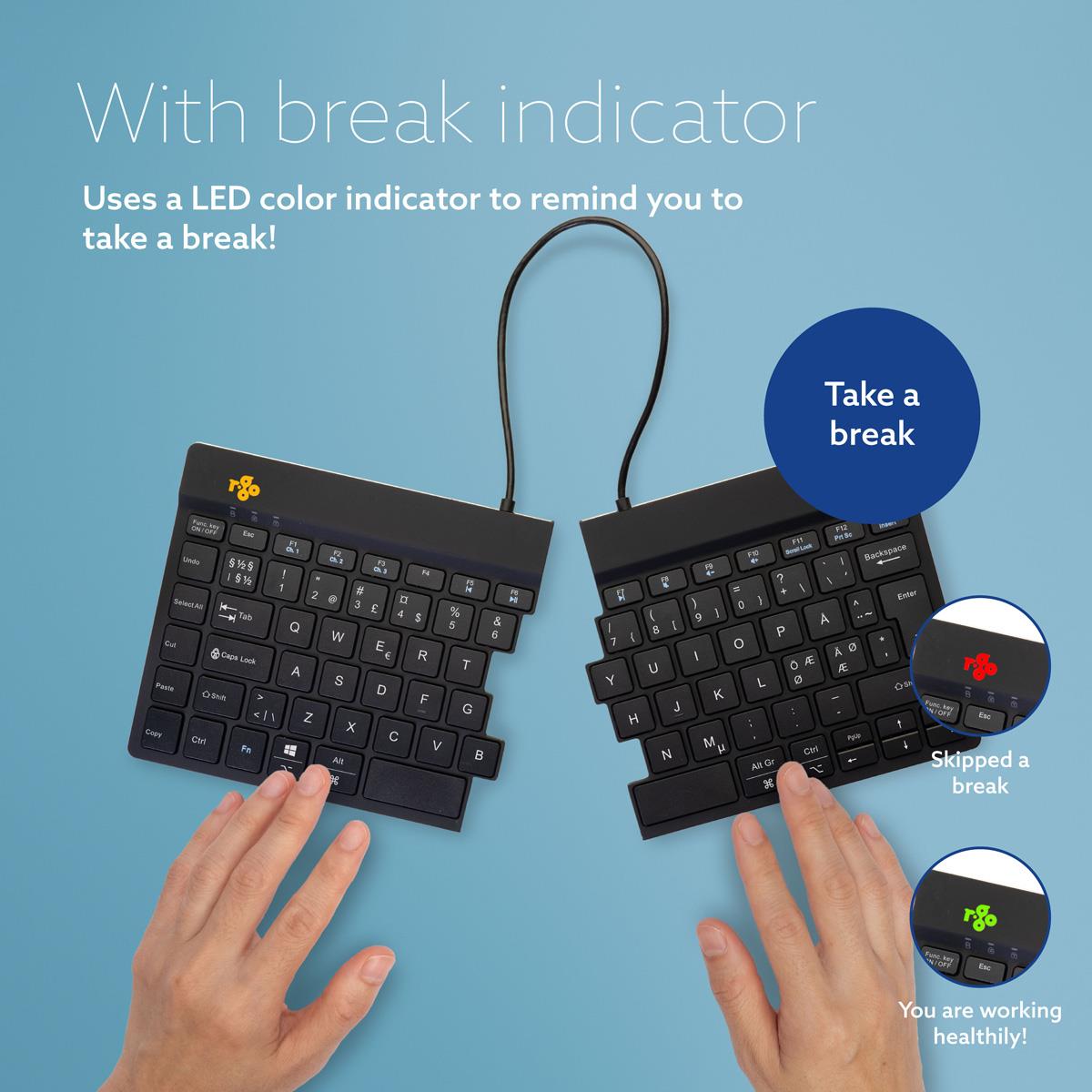 Split Break Ergonomic - Keyboard - Wireless - Black - Qwerty Nordic