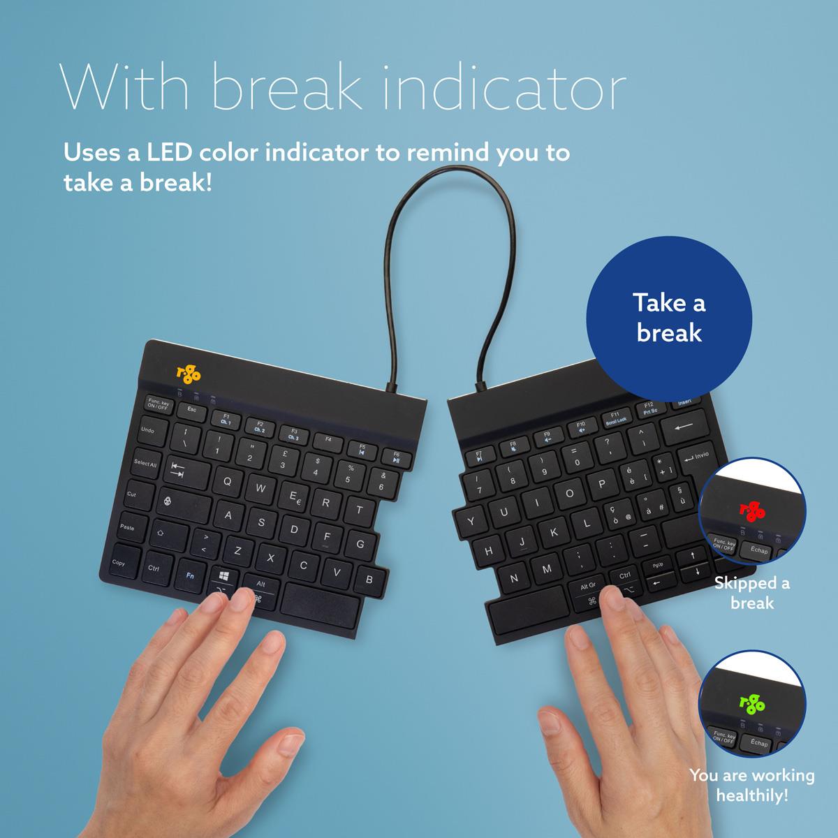 Split Break Ergonomic - Keyboard - wireless - Black - Qwerty(it)
