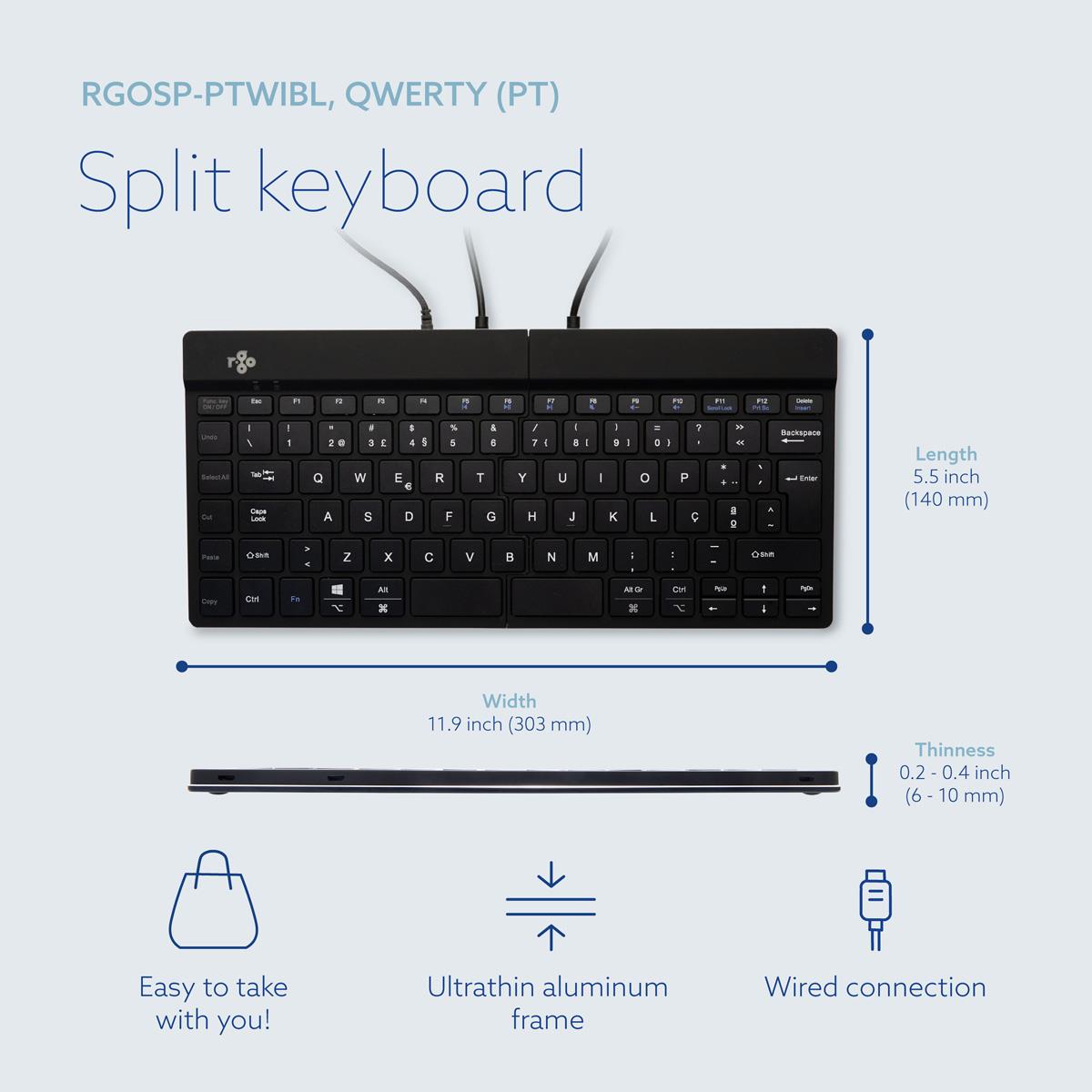 Split Break Ergonomic - Keyboard - Wired - Black -  Qwerty(pt)