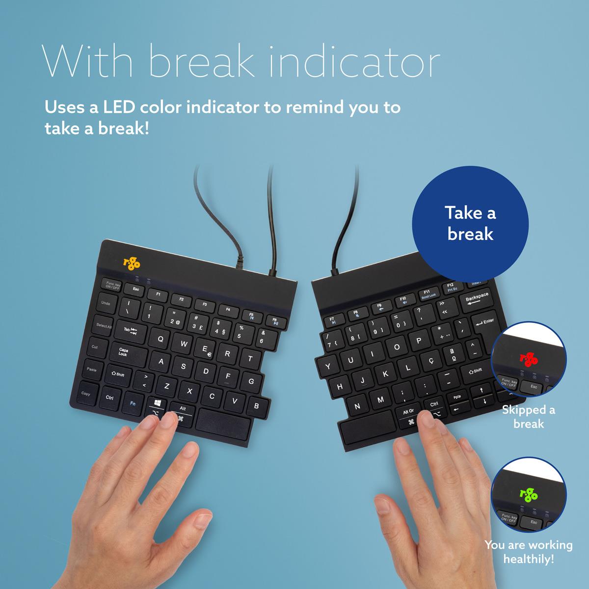 Split Break Ergonomic - Keyboard - Wired - Black -  Qwerty(pt)