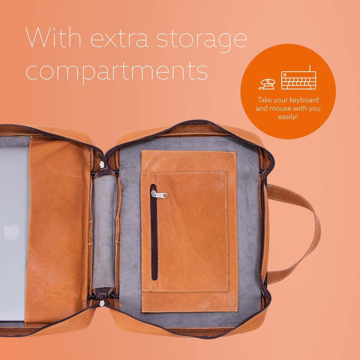 Viva Laptop Bag 15.6in Brown - Leather