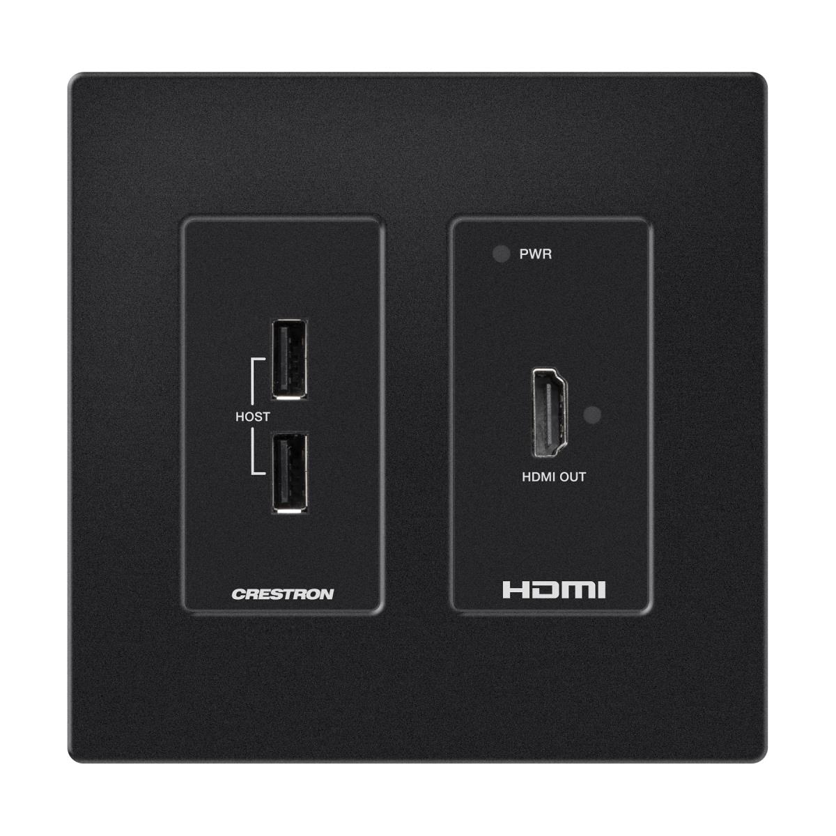 DM Essentials 4K Receiver - HDMI and USB 2.0 Signal Extension over CATX Cable - Wall Plate - Black