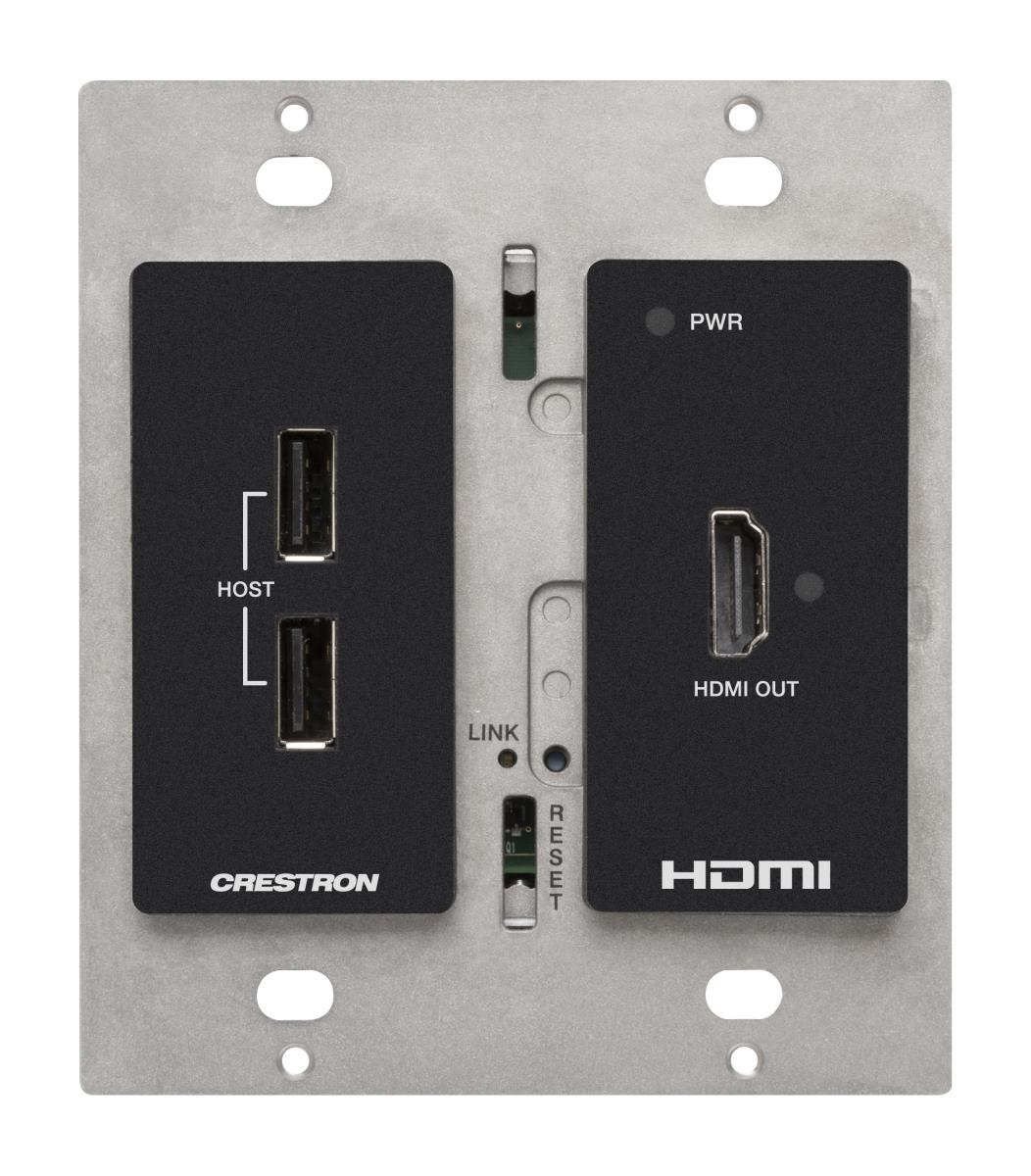 DM Essentials 4K Receiver - HDMI and USB 2.0 Signal Extension over CATX Cable - Wall Plate - Black