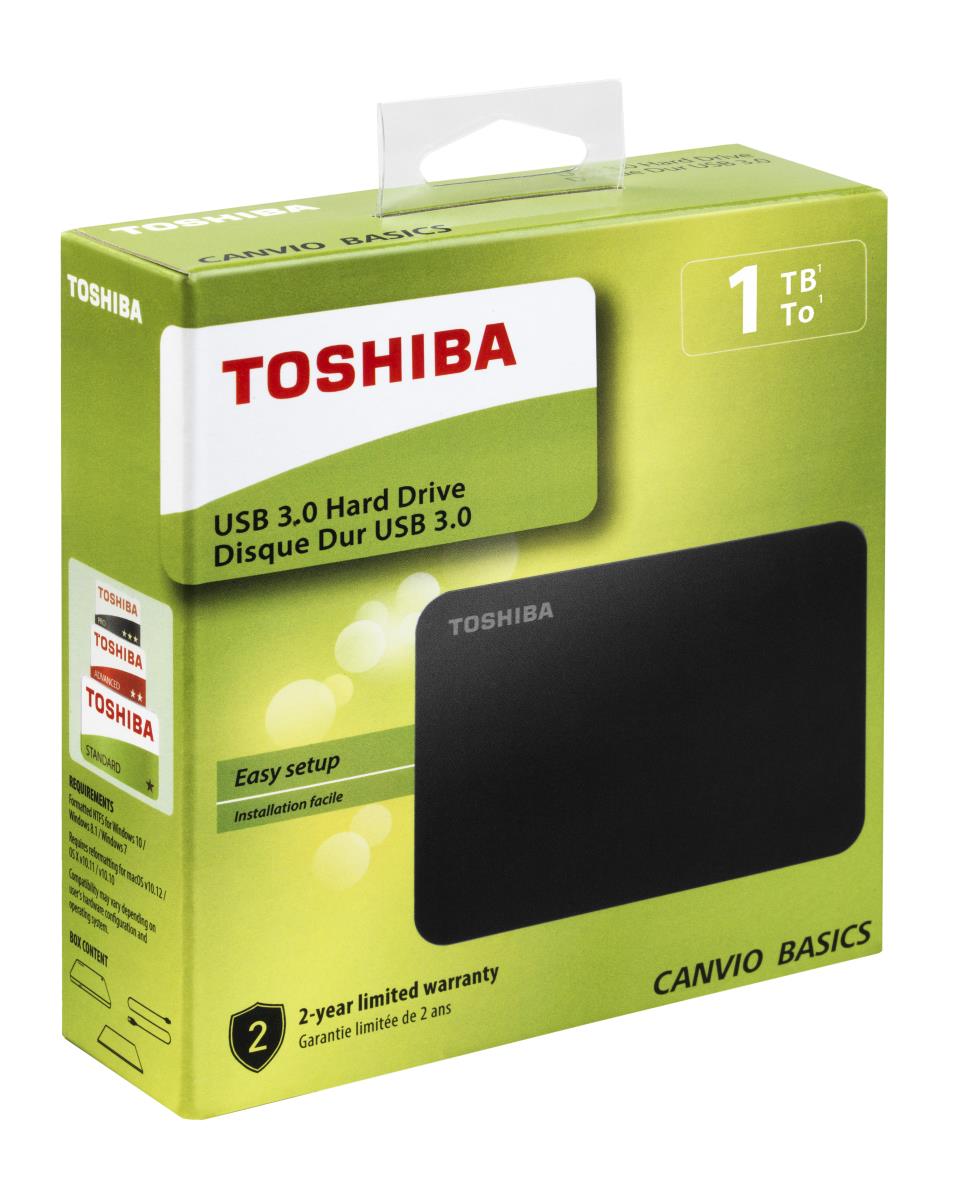 External Hard Drive Canvio Basics 1TB 2.5in USB3.0 Black With 2 Years Warranty