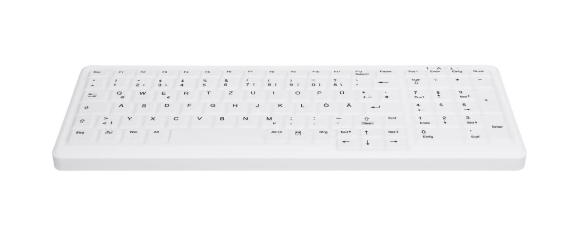 Compact Disinfectable Medical Keyboard with Numpad - Corded USB - White - Qwerty US/Int'l