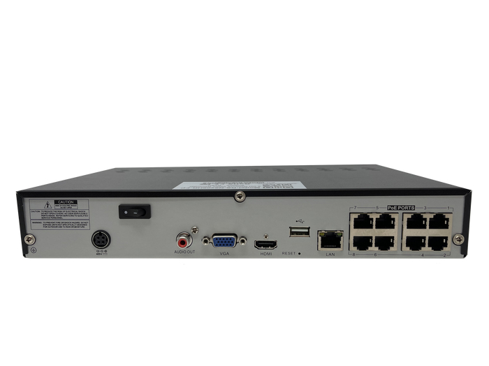Network Video Recorder - Bk-nvr8 - Up To 12TB - 8 Channel 8mpix 4k - USB/ Ethernet Poe