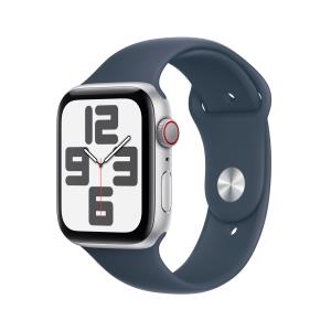 Apple Watch Se Gps + Cellular 44mm Silver Aluminium Case With Storm Blue Sport Band M/l