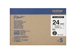 Tape 24mm High Grade Labelling Black On Clear 8m 5 Pack (hg151v5)                                   