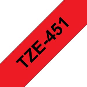 Tape 24mm Lami Black On Red (tze-451)                                                               