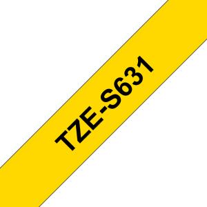 Tape 12mm Black On Yellow Strong Adhesive (tze-s631)                                                