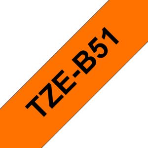 Tape 24mm Lami Black On Orange Fluorescent (tze-b51)                                                