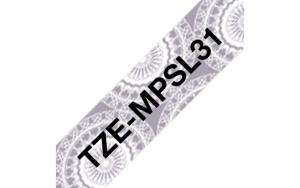 Tape Tze-mpsl31 12mm Black On Silver Lace                                                           