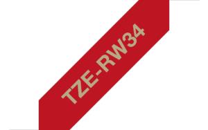 Tape Tze-rw34 12mm Ribbon Gold On Wine Red                                                          