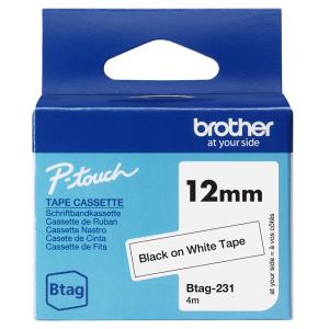 Tape 12mm Non Lami Black On White (btag231)