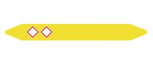 Pre-cut Pipe Marker Rolls Yellow / Gas With Pictogram 26 X 250 Mm - Per Roll Of 351 Labels