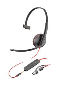 Headset Blackwire 3215 - Monaural - USB-c / 3.5mm - USB-C/A Adapter