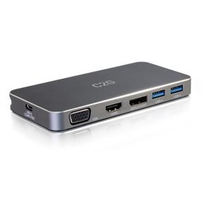 Dual Display MST Docking Station USB-C - VGA / HDMI / DP / 2x USB 3.0 A / 3x USB-C - 65W USB Power Delivery