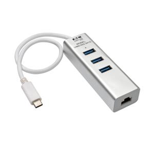 TRIPP LITE Portable USB 3.1 Gen 1 Gigabit Ethernet Adapter with 3-Port Hub Aluminum
