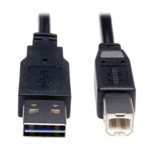 TRIPP LITE Universal Reversible USB 2.0 Hi-Speed Cable (Reversible A to B M/M) 91cm 3-ft
