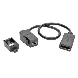 TRIPP LITE Mini DisplayPort to DisplayPort All-in-One Keystone/Panel Mount Adapter Cable (F/F) Angled 30cm