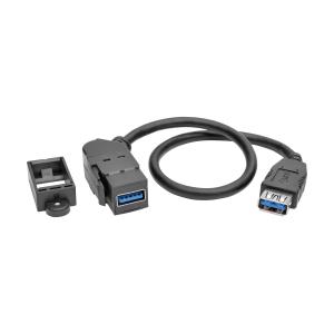 TRIPP LITE USB 3.0 All-in-One Keystone/Panel Mount Coupler Cable (F/F) Angled Connector Black 30cm