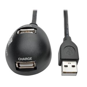 TRIPP LITE USB 2.0 Hi-Speed 2-Port Desktop Extension Cable (M/2xF), 5 ft 1.5m