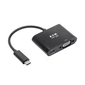 TRIPP LITE USB-C to VGA Adapter with PD Charging - USB 3.1 Gen 1, 1920 x 1080 (1080p), Thunderbolt 3, Black