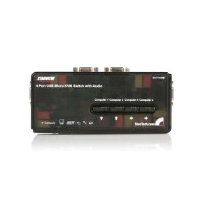KVM Switch Kit USB 4 Port With Cables And Audio Black                                               