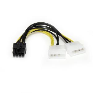 Power Adapter Cable Low Profile4 To 8 Pin Pci-e Video Card 6in                                               