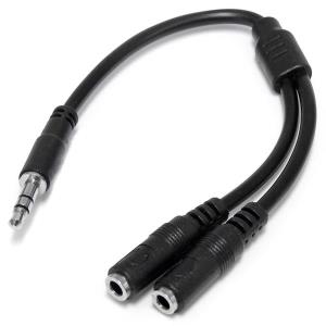 Slim Stereo Splitter Cable - 3.5mm Male To 2x 3.5mm Female                                          