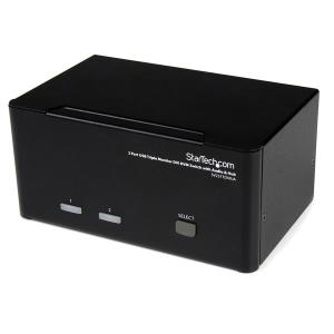 KVM Switch 2 Port Triple Monitor DVI USB With Audio & USB 2.0 Hub                                   