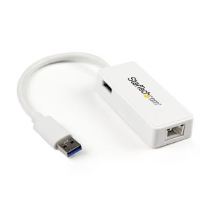 Network Adapter USB 3.0 To Gigabit Ethernet Adapter Nic W/ USB Port White                           