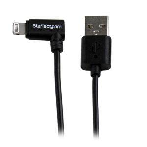 Angled Black Apple 8-pin Lightning Connector To USB Cable For iPhone / iPod / iPad 2m               