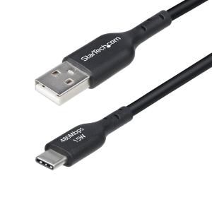 USB Charging Cord - USB-a To USB-c 3a, USB 2.0, Tpe Jacket - 1ft Black 