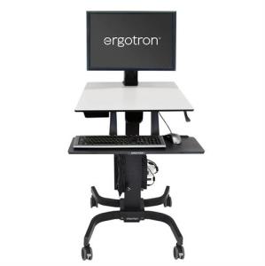 Workfit-c Sit-stand Workstation For Single Large Display Hd With Mobile Cart Base (black/grey)      
